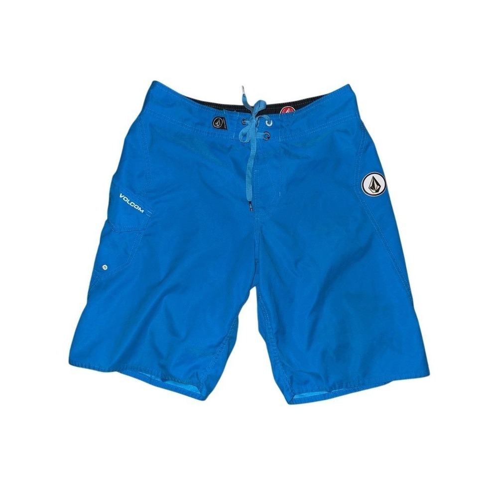 Volcom V2S Men's Board Shorts Swim Trunks Blue Solid Sz 29 Drawstring beach surf